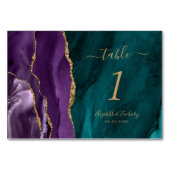 Numéro De Table Mariage Agate sarcelle Or Violet (Devant)