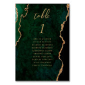 Numéro De Table Mariage Agate Vert Émeraude et Or (Dos)
