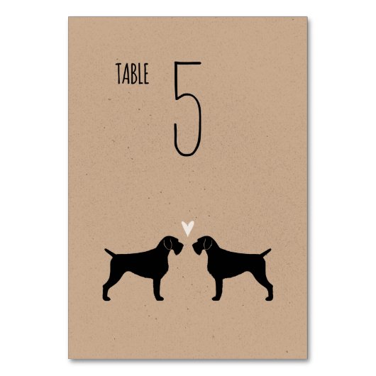 Numéro De Table Mariage allemand À poils durs Pointer Dog Silhouet (Par défaut)