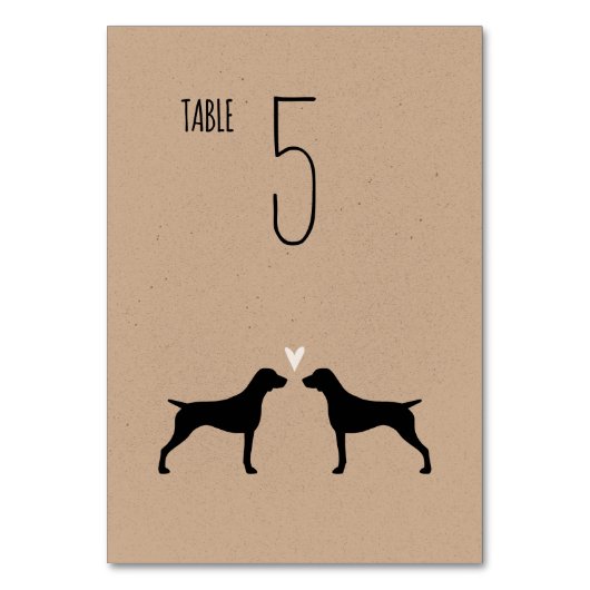 Numéro De Table Mariage allemand Pointer Dog Silhouettes (Dos)