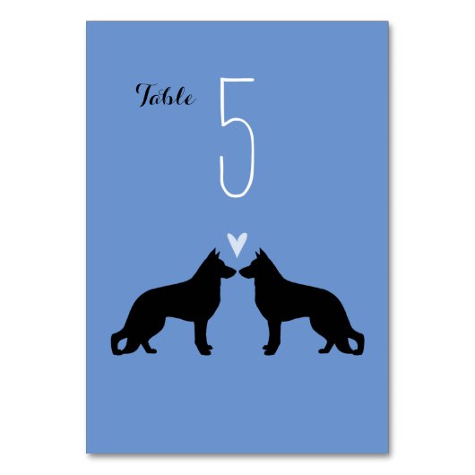 Numéro De Table Mariage allemand Shepherd Chien Silhouettes (Par défaut)