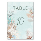 Numéro De Table Mariage Aqua Ocean & Shells (Dos)