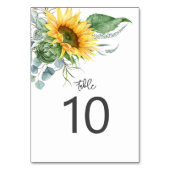 Numéro De Table Mariage aquarelle au tournesol rustique et eucalyp (Dos)