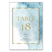 Numéro De Table MARIAGE | Aquarelle bleu clair Denim (Dos)