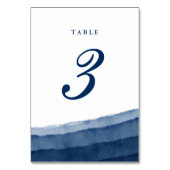 Numéro De Table Mariage Aquarelle Bleu Indigo (Dos)