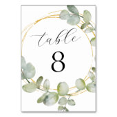 Numéro De Table Mariage aquarelle boho eucalyptus et or (Dos)