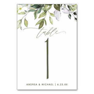 Numéro De Table Mariage Aquarelle Botanique Verdure Nature