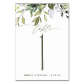 Numéro De Table Mariage Aquarelle Botanique Verdure Nature (Dos)