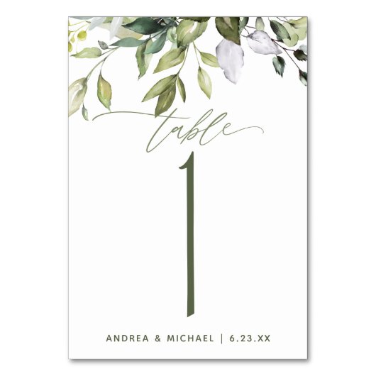 Numéro De Table Mariage Aquarelle Botanique Verdure Nature (Par défaut)