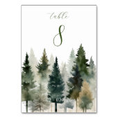 Numéro de table | Mariage | Aquarelle Forêt de Pin (Dos)