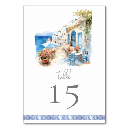 Numéro De Table Mariage aquarelle Grèce (Par défaut)