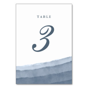 Numéro De Table Mariage Aquarelle Ombré Bleu Ardoise