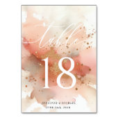 Numéro de Table Mariage Aquarelle RoseGold (Dos)