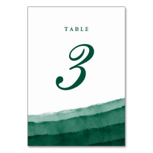 Numéro De Table Mariage Aquarelle Vert Émeraude