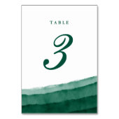 Numéro De Table Mariage Aquarelle Vert Émeraude (Dos)
