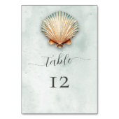 Numéro De Table Mariage aquatique moderne Coastal Seashell (Dos)