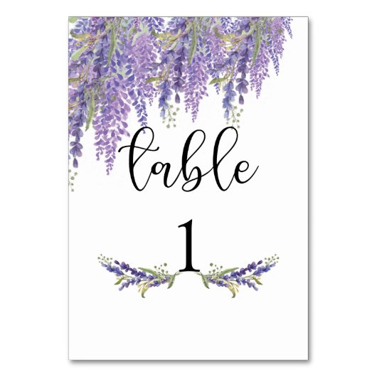 Numéro De Table Mariage arbre de glycine aquarelle violette (Par défaut)