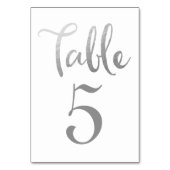 Numéro de table Mariage Argent Cartes de typograph (Dos)