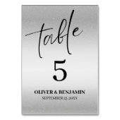 Numéro De Table Mariage Argent Métallisé (Dos)