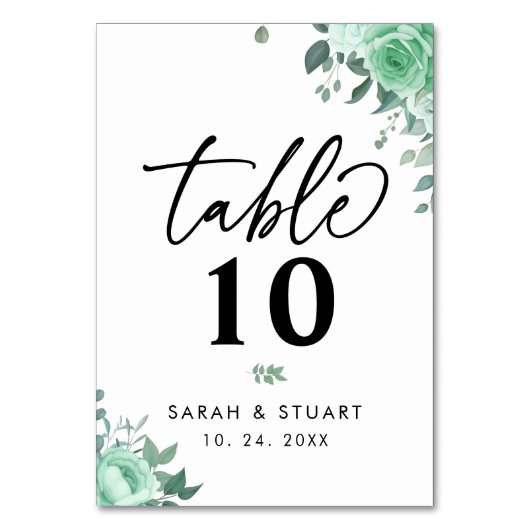Numéro De Table Mariage arrière du script de fleurs vertes (Par défaut)