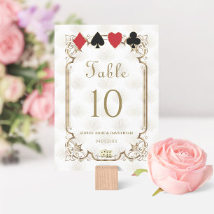 Numéro De Table Mariage Art déco blanc d'or du casino