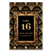 Numéro De Table Mariage Art Déco Noir et Or (Dos)