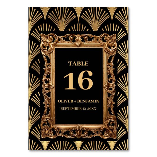 Numéro De Table Mariage Art Déco Noir et Or (Par défaut)