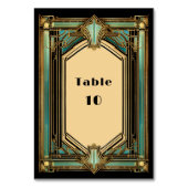 Numéro De Table Mariage Art Déco Or Turquoise Noir (Dos)