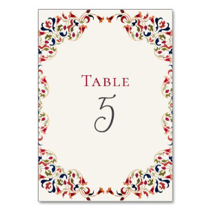 Numéro De Table Mariage Artistique Botanique Floral Paisley Luxueu