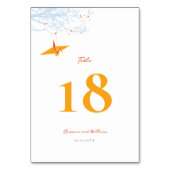 Numéro De Table Mariage asiatique  de grue orange Origami (Dos)