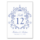 Numéro De Table Mariage au Blason Bleu Élégant (Par défaut)