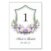 Numéro De Table Mariage au blason floral blanc violet (Dos)