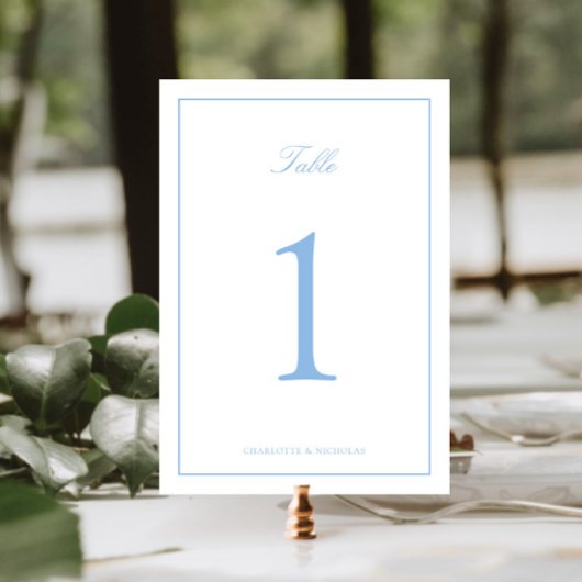 Numéro De Table Mariage au Cadre Bleu Clair