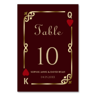 Numéro De Table Mariage au Casino Glam Gatsby Las Vegas Poker