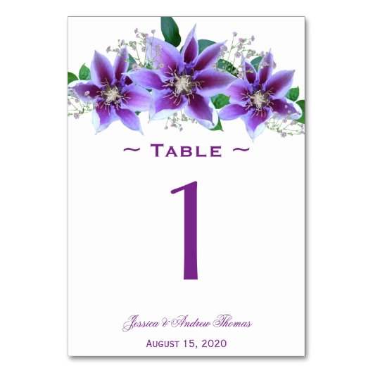 Numéro De Table Mariage au Clematis Chic Élégant (Par défaut)