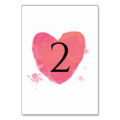 Numéro De Table Mariage au cœur aquarelle rustique (Dos)