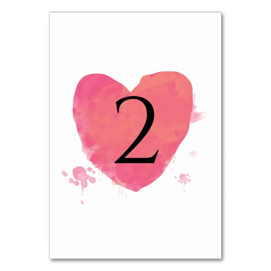 Numéro De Table Mariage au cœur aquarelle rustique (Par défaut)