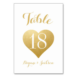 Numéro De Table Mariage au cœur d'or romantique