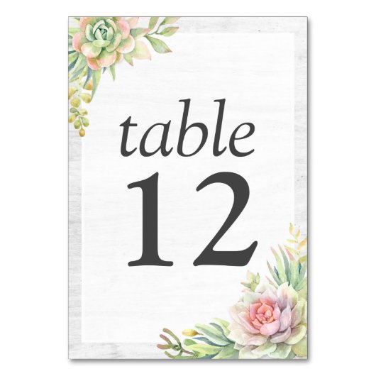 Numéro De Table Mariage au désert de cactus aquarelle rustique ave (Par défaut)