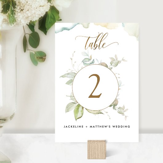 Numéro De Table Mariage au feuillage élégant d'eucalyptus,