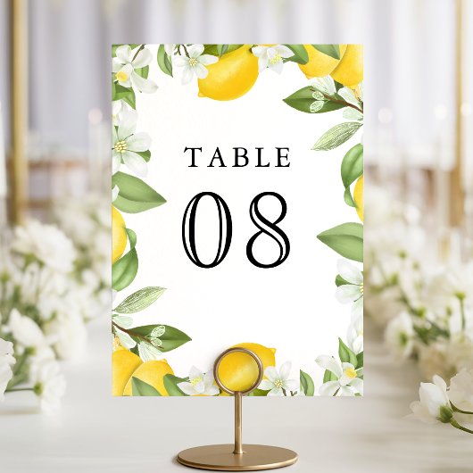 Numéro De Table Mariage au verger de citrons