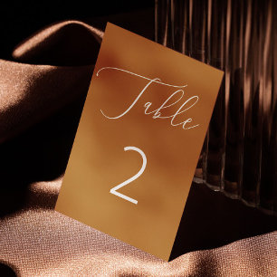 Numéro De Table Mariage Automnal Minimaliste Brun Moutarde