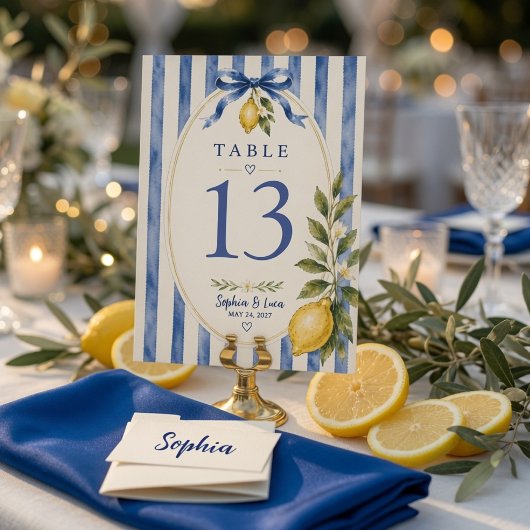 Numéro De Table Mariage aux Citrons Italiens