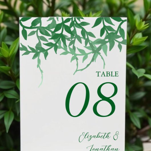 Numéro De Table Mariage aux feuilles botaniques rustiques