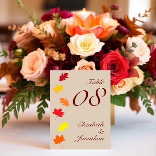 Numéro De Table Mariage aux feuilles d'automne