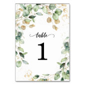 Numéro De Table Mariage aux feuilles d'eucalyptus dorées (Dos)