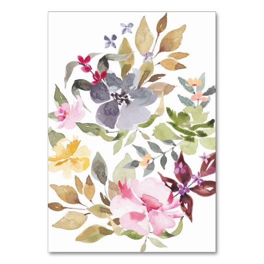 Numéro De Table Mariage aux florales aquarelles joyeuses (Dos)