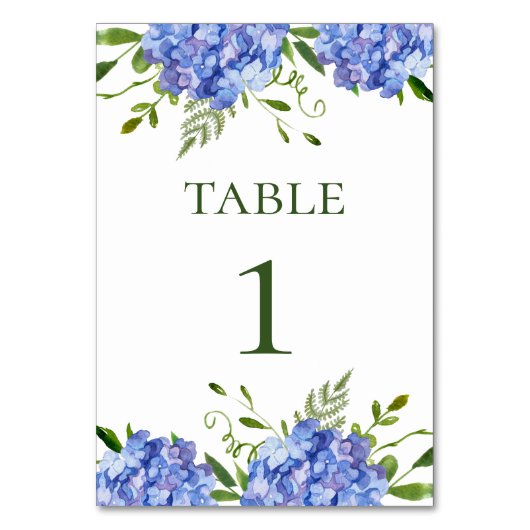 Numéro De Table Mariage aux Hortensias Bleus (Par défaut)