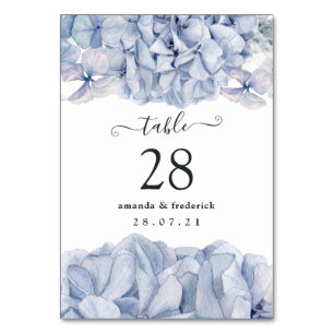 Numéro De Table Mariage aux Hortensias Bleus