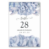 Numéro De Table Mariage aux Hortensias Bleus (Dos)